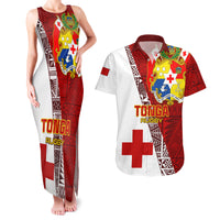 Custom Tonga Rugby Couples Matching Tank Maxi Dress and Hawaiian Shirt Tongan Go 2023 World Cup LT01 Red - Polynesian Pride