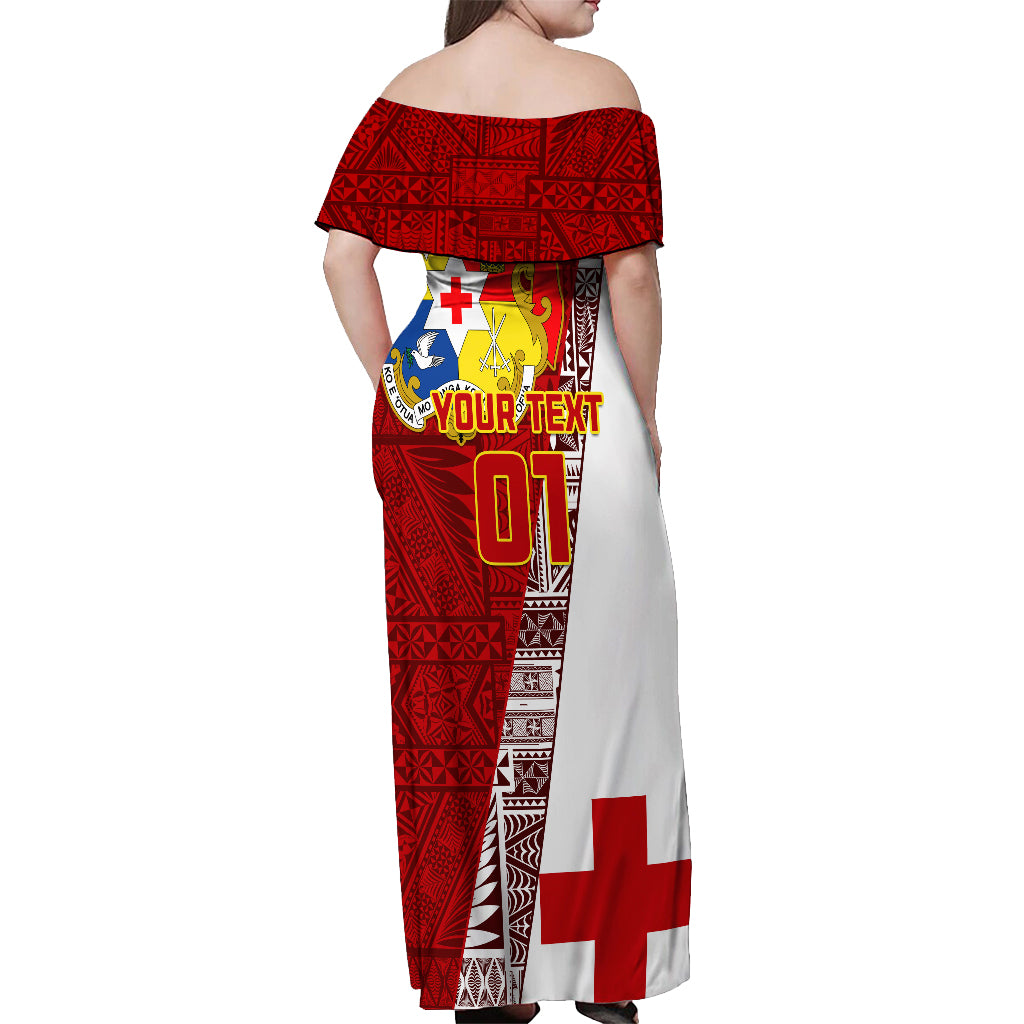 Custom Tonga Rugby Off Shoulder Maxi Dress Tongan Go 2023 World Cup LT01 - Polynesian Pride