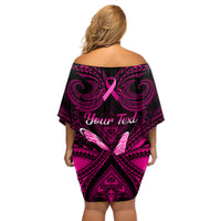 personalised-pink-out-family-matching-off-shoulder-short-dress-and-hawaiian-shirt-breast-cancer-awareness-polynesian-pattern-black-version