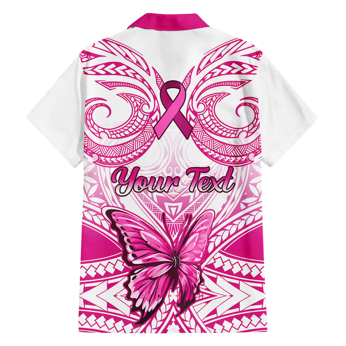 Personalised Pink Out Family Matching Puletasi Dress and Hawaiian Shirt Breast Cancer Awareness Polynesian Pattern White Version LT01 - Polynesian Pride