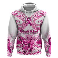 Personalised Pink Out Hoodie Breast Cancer Awareness Polynesian Pattern White Version LT01 White - Polynesian Pride