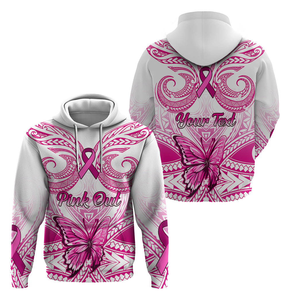 Personalised Pink Out Hoodie Breast Cancer Awareness Polynesian Pattern White Version LT01 - Polynesian Pride