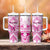 Personalised Pink Out Tumbler With Handle Breast Cancer Awareness Polynesian Pattern White Version