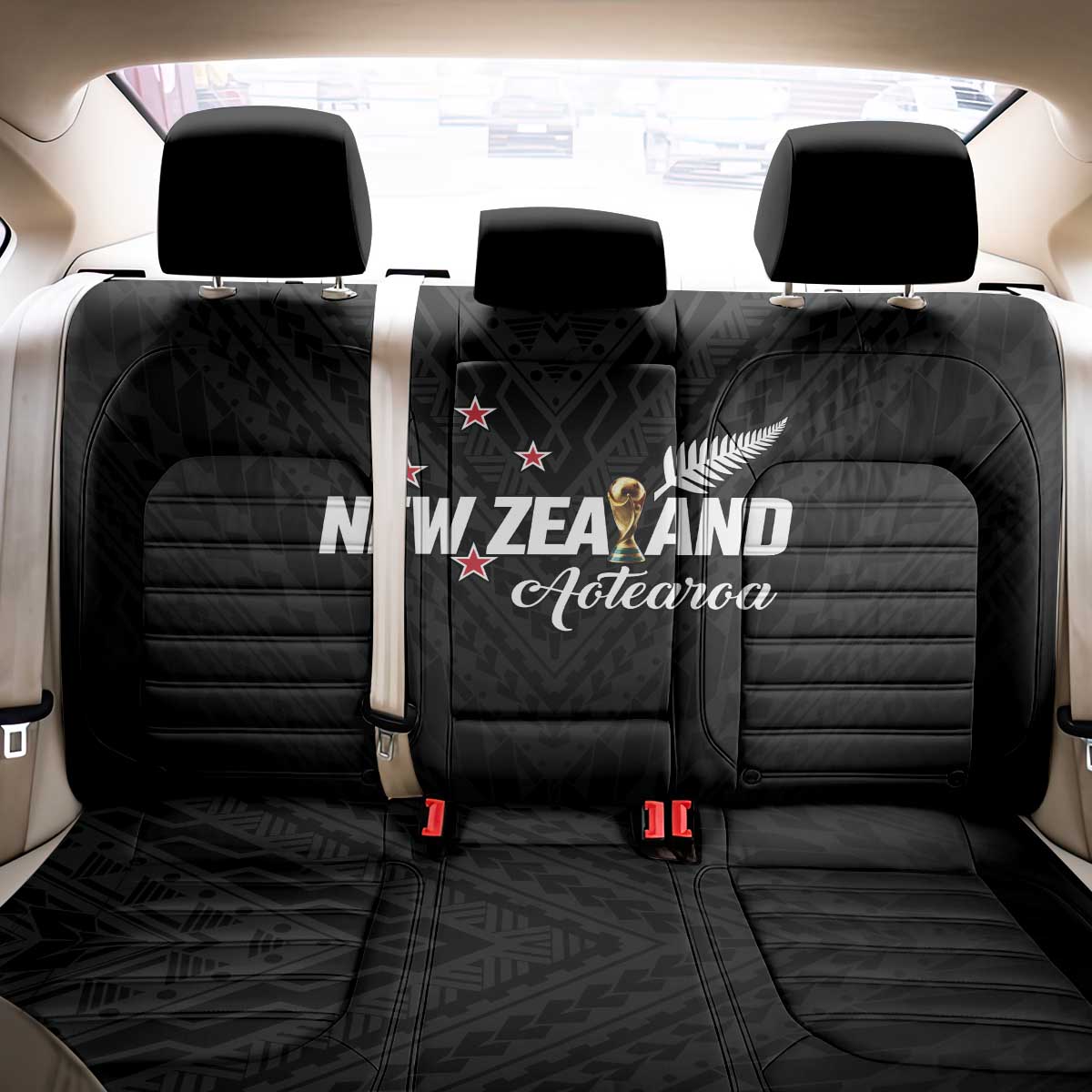Football New Zealand Back Car Seat Cover Aotearoa United Black Version LT01 - Polynesian Pride