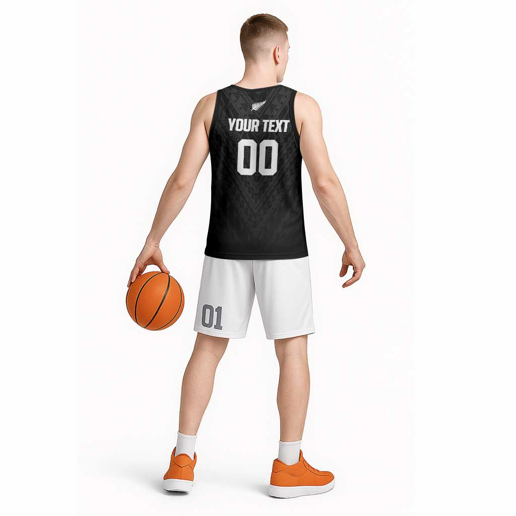 Custom Football New Zealand Basketball Jersey Aotearoa United Black Version LT01 - Polynesian Pride