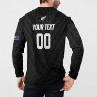 Custom Football New Zealand Button Sweatshirt Aotearoa United Black Version - Polynesian Pride