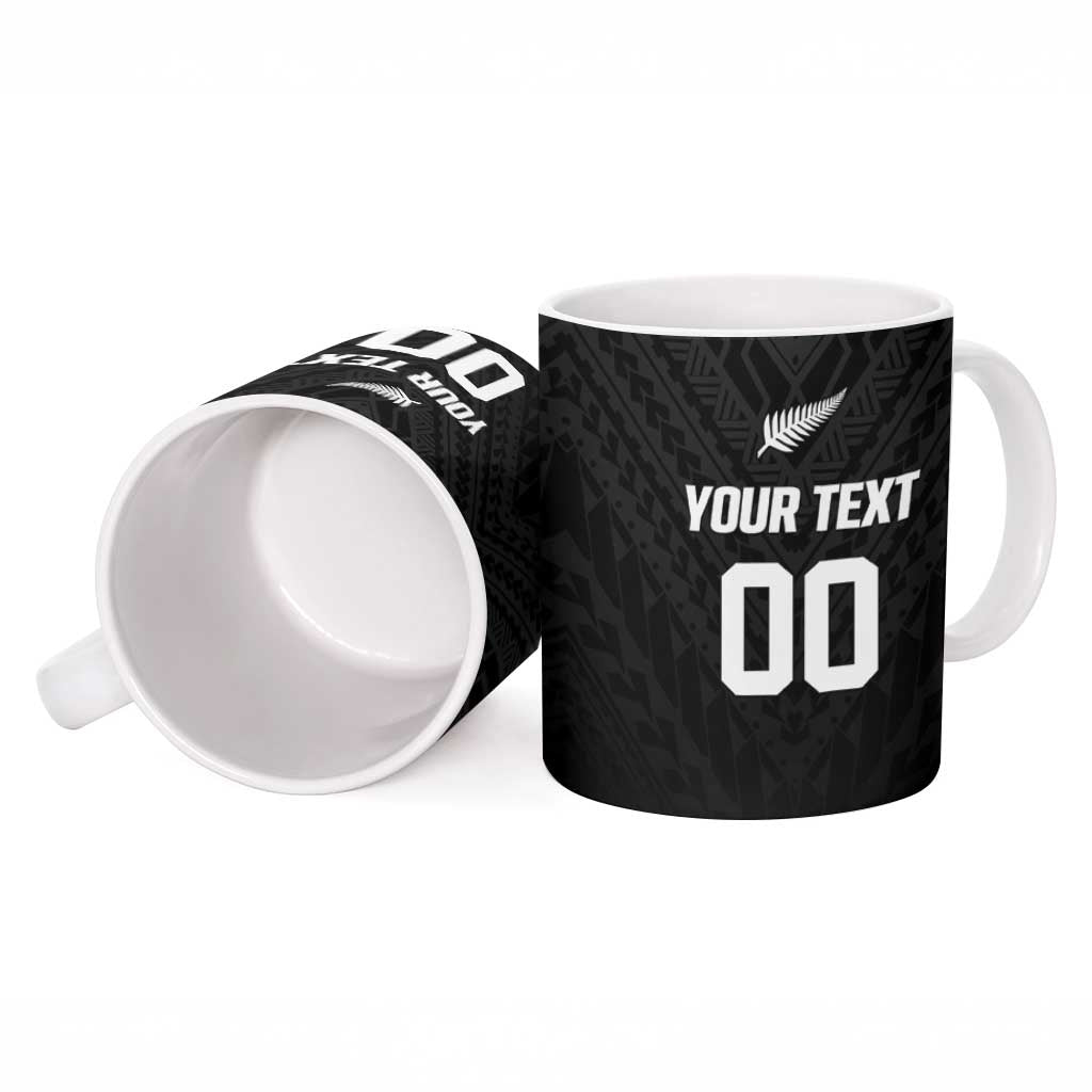 Custom Football New Zealand Ceramic Mug Aotearoa United Black Version - Polynesian Pride