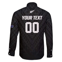 Custom Football New Zealand Family Matching Long Sleeve Bodycon Dress and Hawaiian Shirt Aotearoa United Black Version - Polynesian Pride