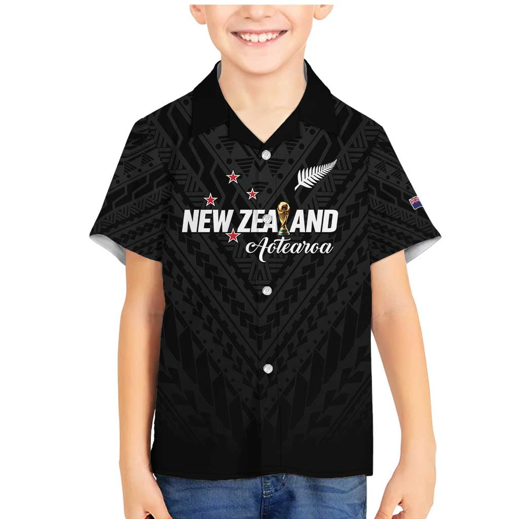 Custom Football New Zealand Family Matching Mermaid Dress and Hawaiian Shirt Aotearoa United Black Version - Polynesian Pride