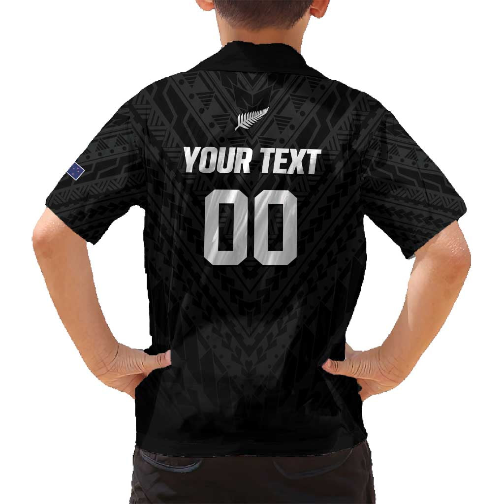 Custom Football New Zealand Family Matching Off Shoulder Short Dress and Hawaiian Shirt Aotearoa United Black Version - Polynesian Pride