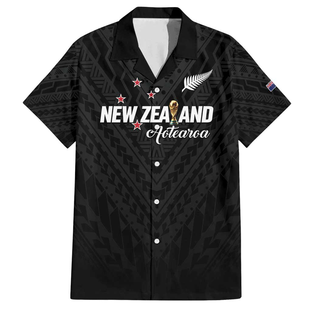 Custom Football New Zealand Family Matching Summer Maxi Dress and Hawaiian Shirt Aotearoa United Black Version - Polynesian Pride