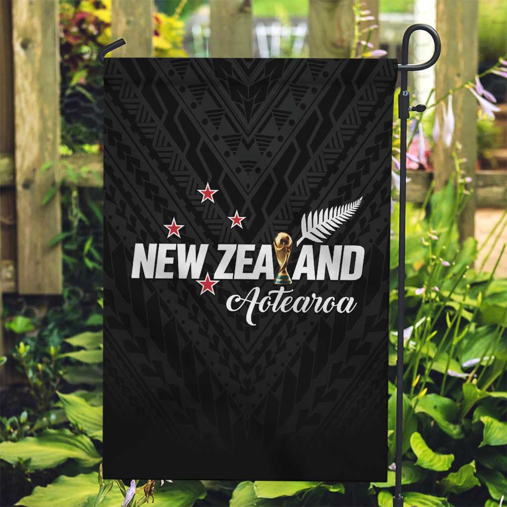 Football New Zealand Garden Flag Aotearoa United Black Version LT01 Garden Flag Black - Polynesian Pride