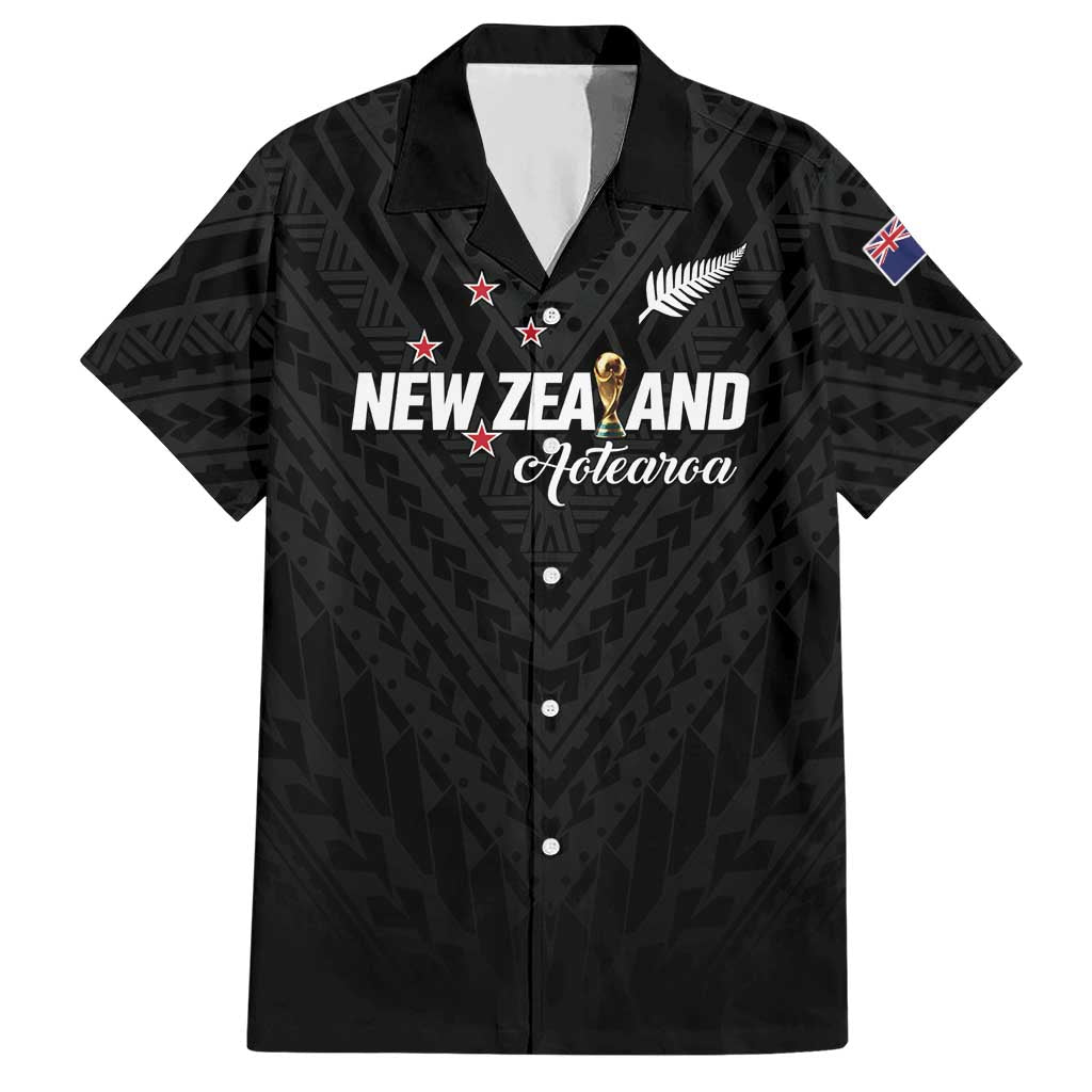 Custom Football New Zealand Hawaiian Shirt Aotearoa United Black Version - Polynesian Pride