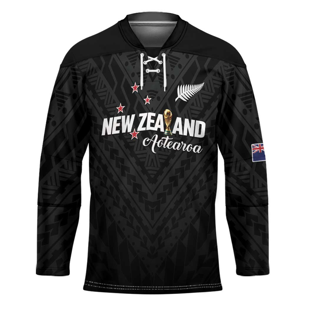 Custom Football New Zealand Hockey Jersey Aotearoa United Black Version LT01 Unisex Black - Polynesian Pride