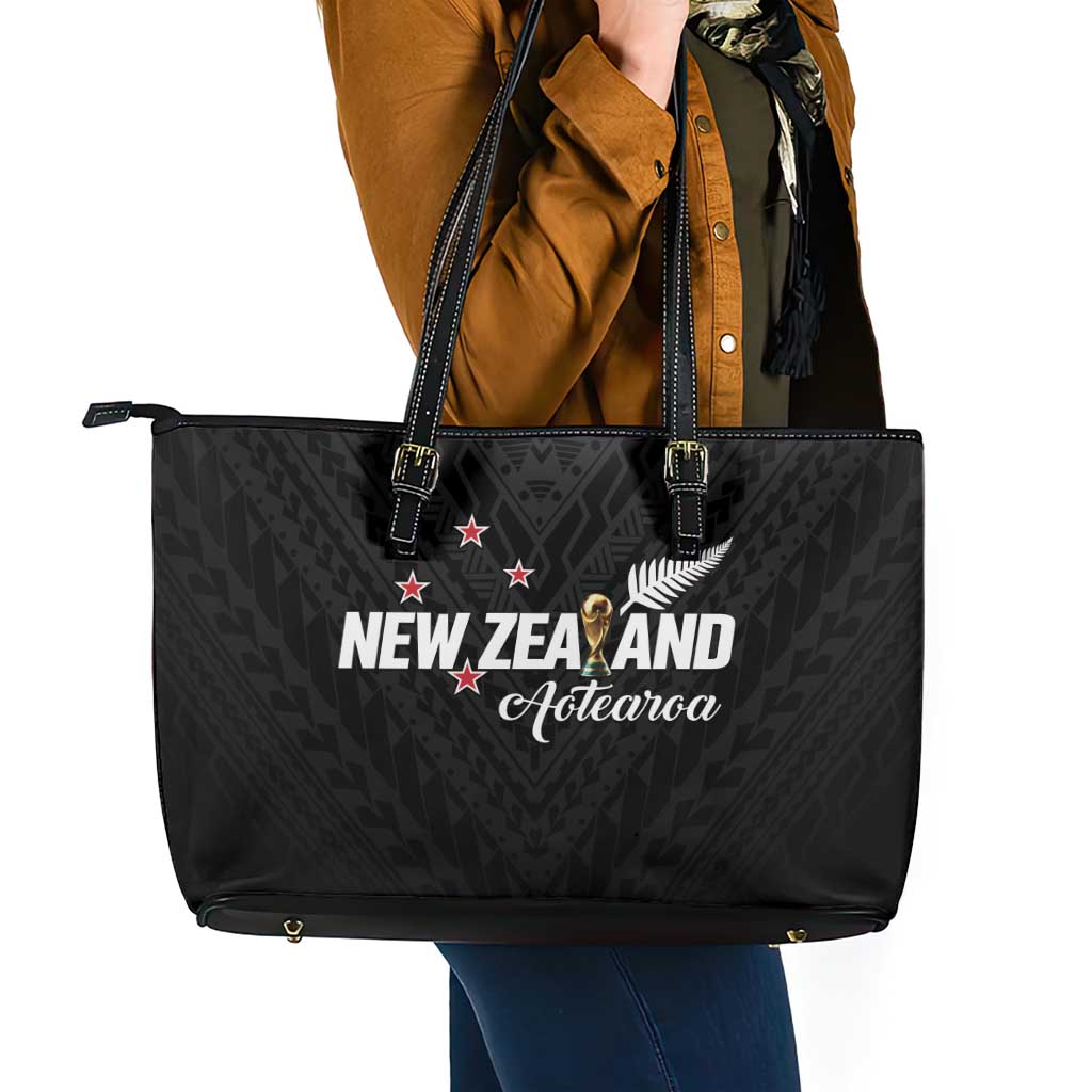 Football New Zealand Leather Tote Bag Aotearoa United Black Version LT01 - Polynesian Pride