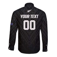 Custom Football New Zealand Long Sleeve Button Shirt Aotearoa United Black Version LT01 - Polynesian Pride