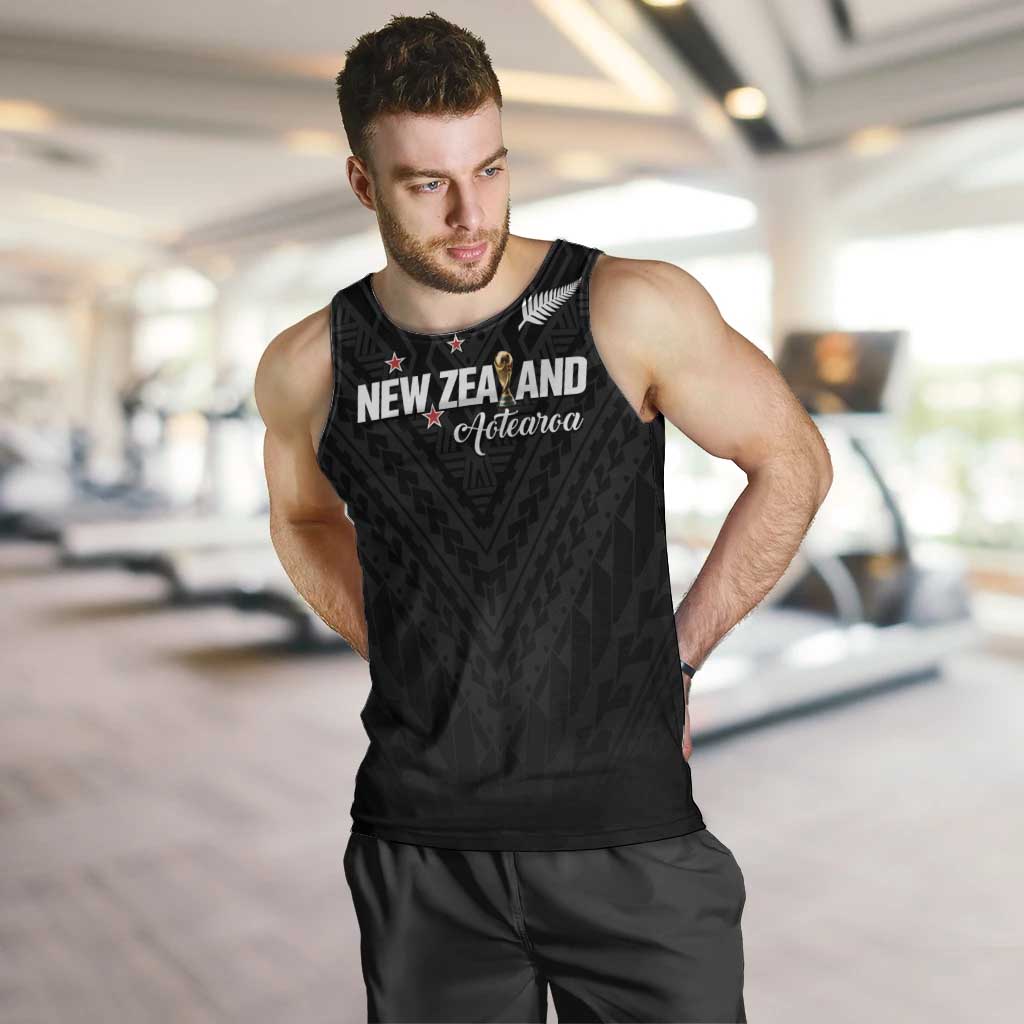 Custom Football New Zealand Men Tank Top Aotearoa United Black Version LT01 Black - Polynesian Pride