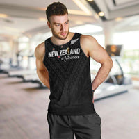 Custom Football New Zealand Men Tank Top Aotearoa United Black Version LT01 Black - Polynesian Pride