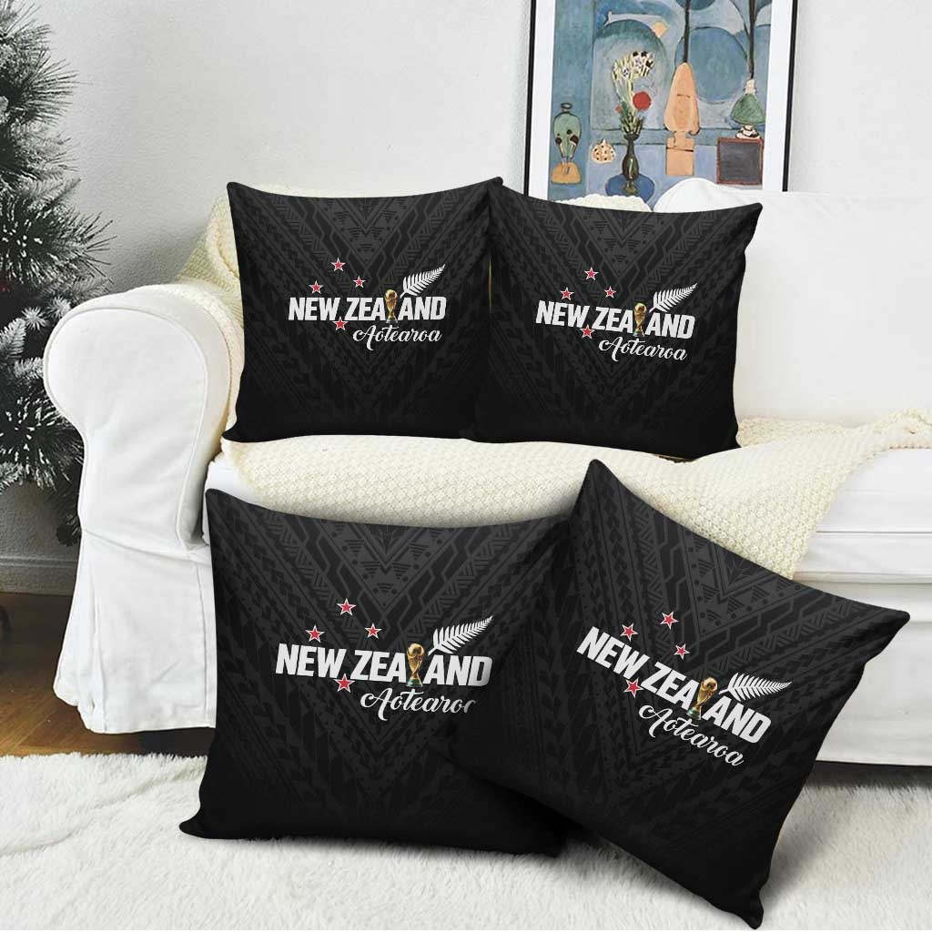 Football New Zealand Pillow Cover Aotearoa United Black Version LT01 - Polynesian Pride