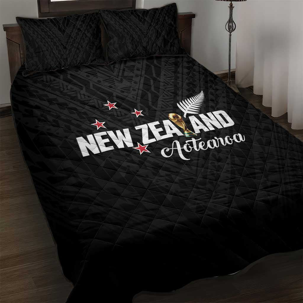 Football New Zealand Quilt Bed Set Aotearoa United Black Version - Polynesian Pride