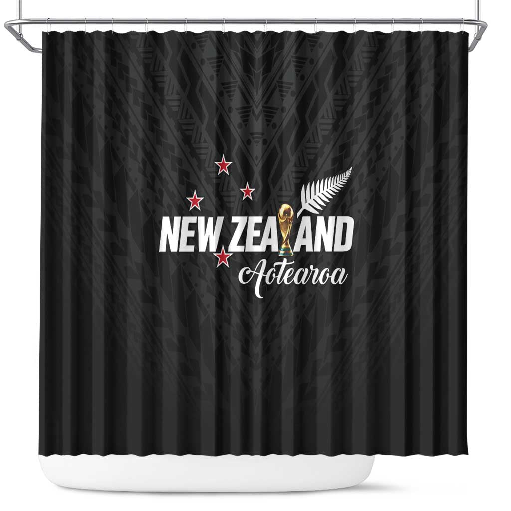 Football New Zealand Shower Curtain Aotearoa United Black Version LT01 Black - Polynesian Pride