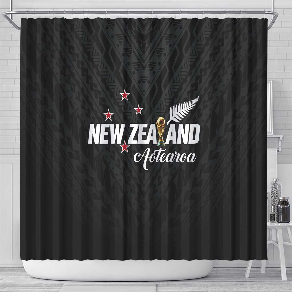 Football New Zealand Shower Curtain Aotearoa United Black Version LT01 - Polynesian Pride