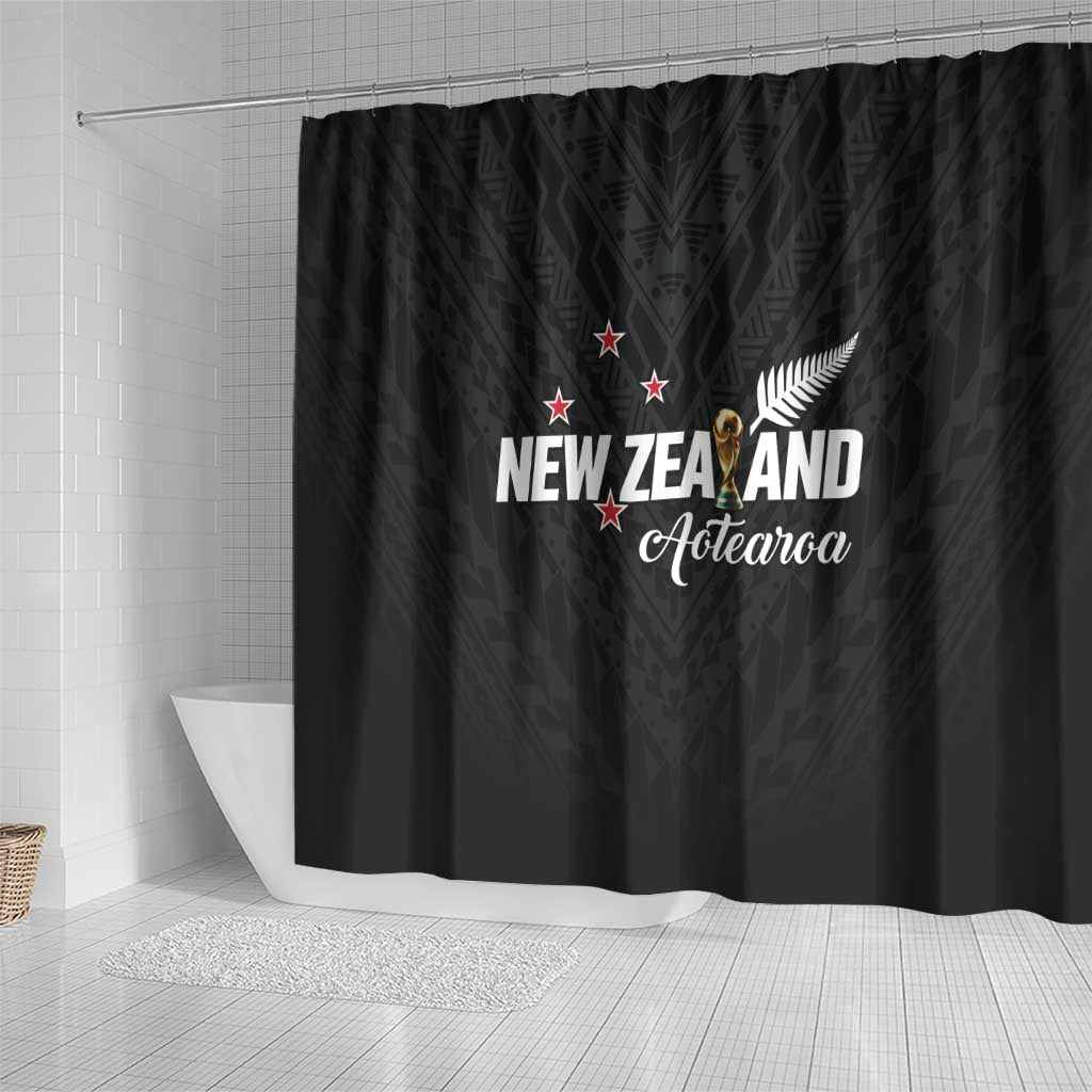 Football New Zealand Shower Curtain Aotearoa United Black Version LT01 - Polynesian Pride