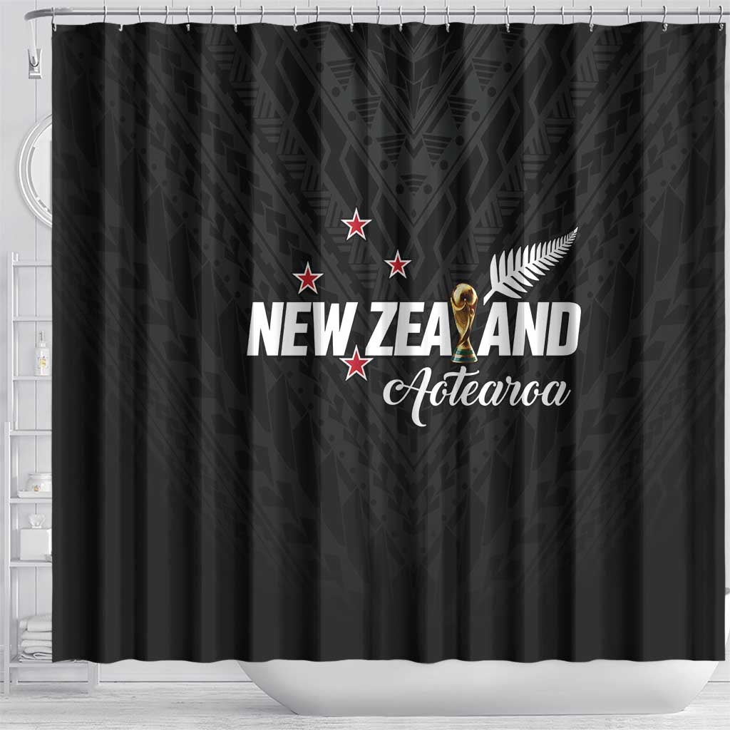 Football New Zealand Shower Curtain Aotearoa United Black Version LT01 - Polynesian Pride