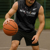 Custom Football New Zealand Sleeveless Hoodie Aotearoa United Black Version LT01 - Polynesian Pride