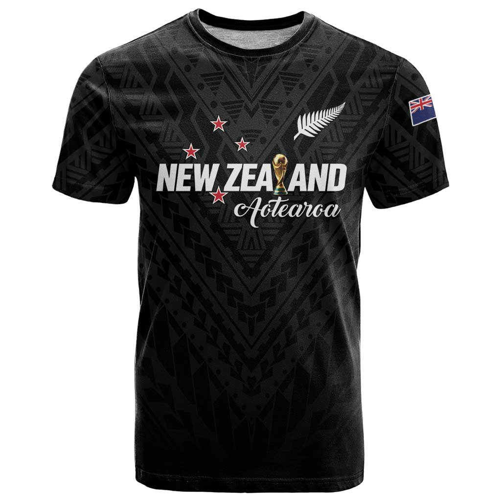 Custom Football New Zealand T Shirt Aotearoa United Black Version LT01 Black - Polynesian Pride