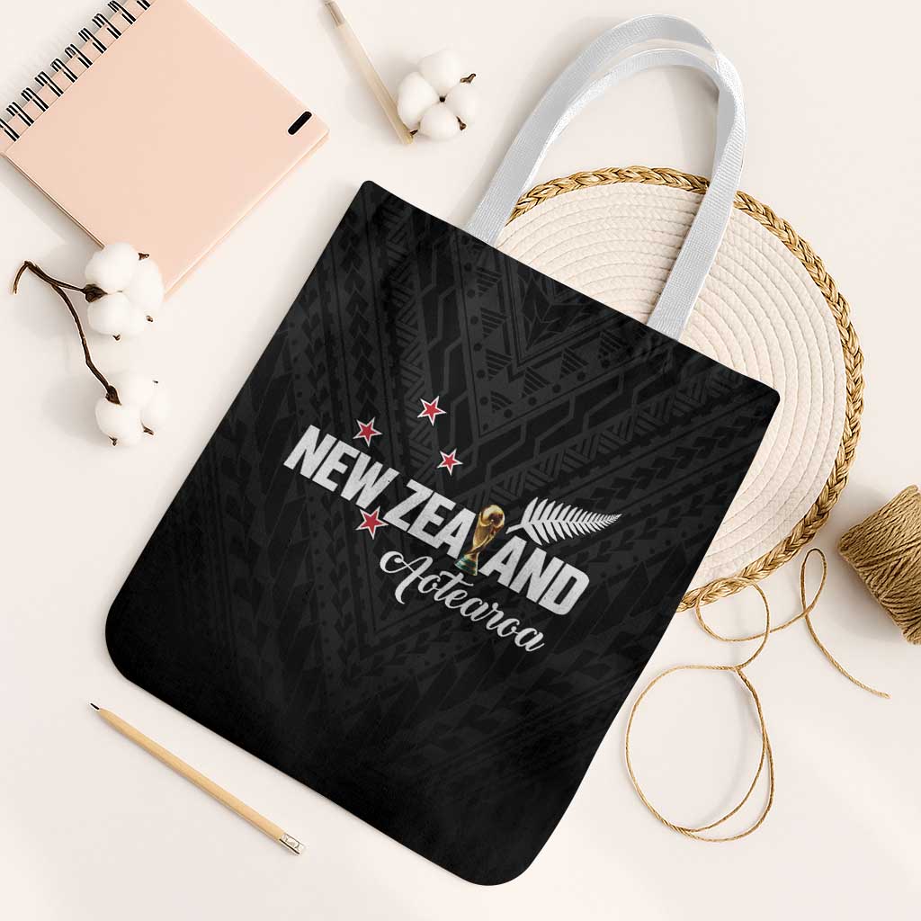Football New Zealand Tote Bag Aotearoa United Black Version LT01 White Strap One Size Black - Polynesian Pride