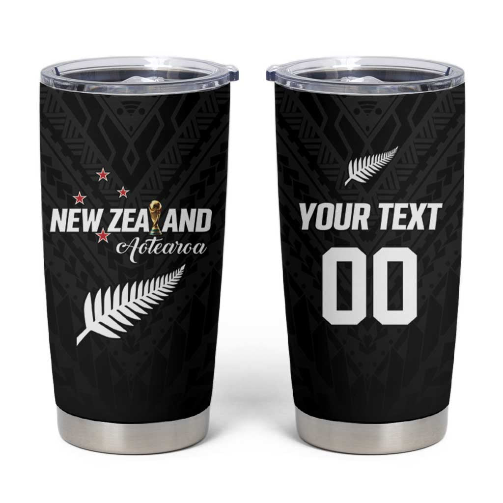 Custom Football New Zealand Tumbler Cup Aotearoa United Black Version LT01 Black - Polynesian Pride