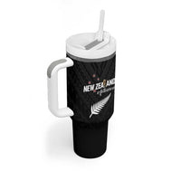 Custom Football New Zealand Tumbler With Handle Aotearoa United Black Version LT01 - Polynesian Pride