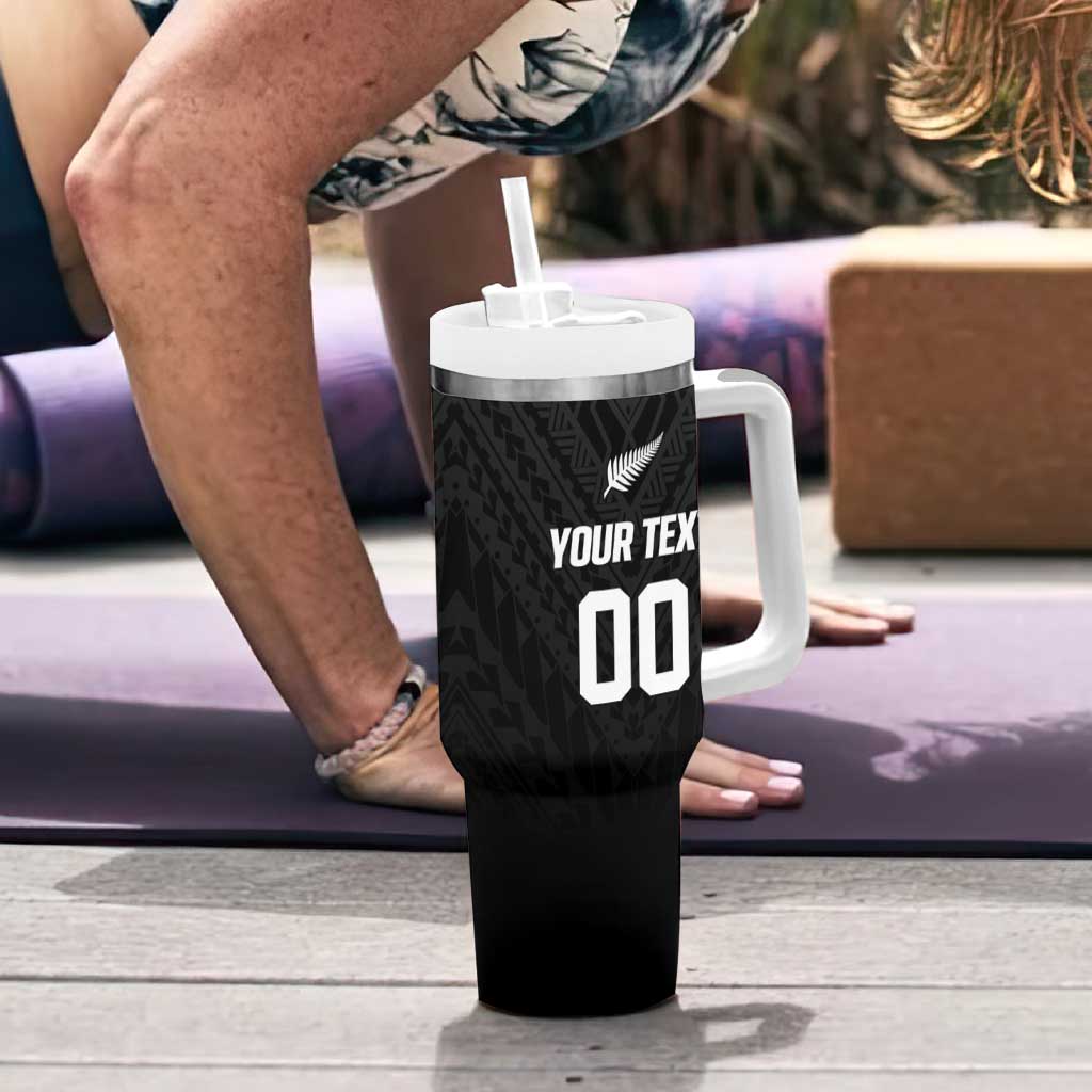 Custom Football New Zealand Tumbler With Handle Aotearoa United Black Version LT01 - Polynesian Pride