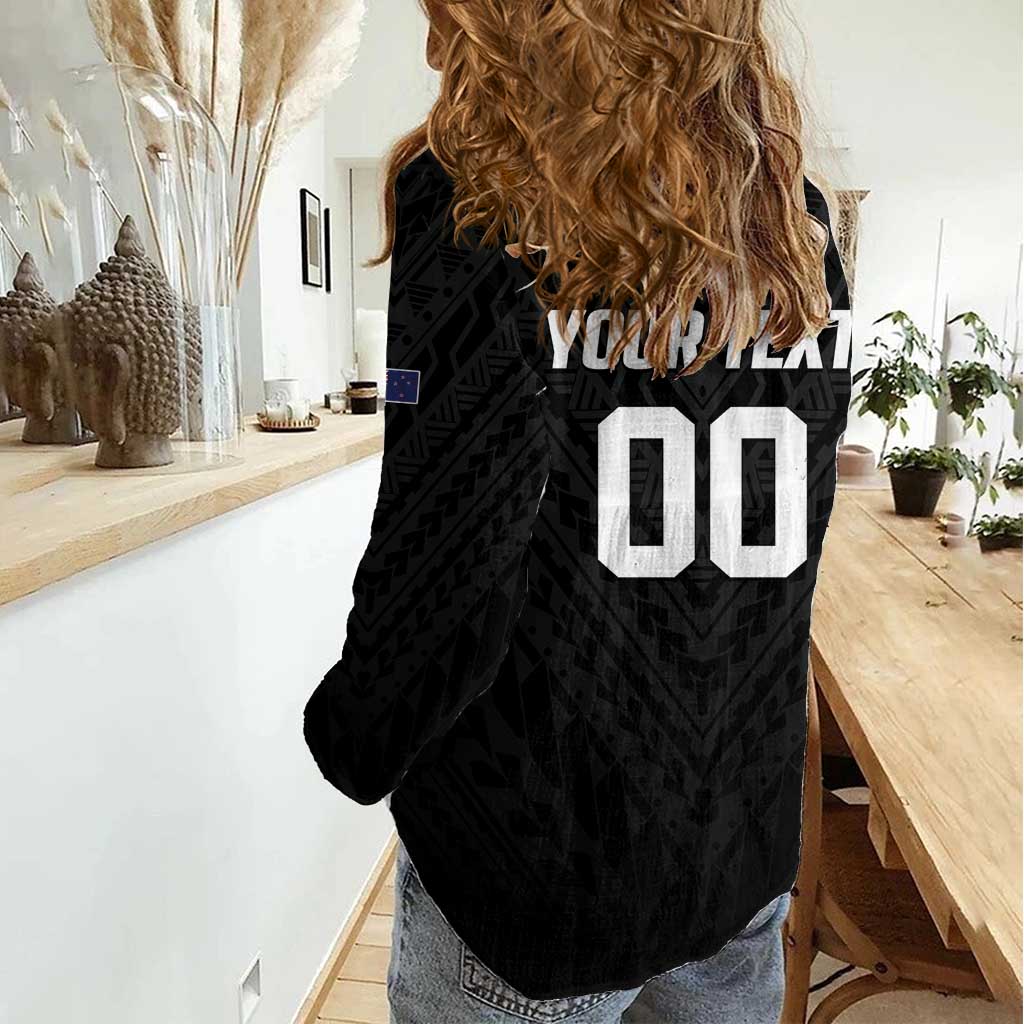 Custom Football New Zealand Women Casual Shirt Aotearoa United Black Version - Polynesian Pride