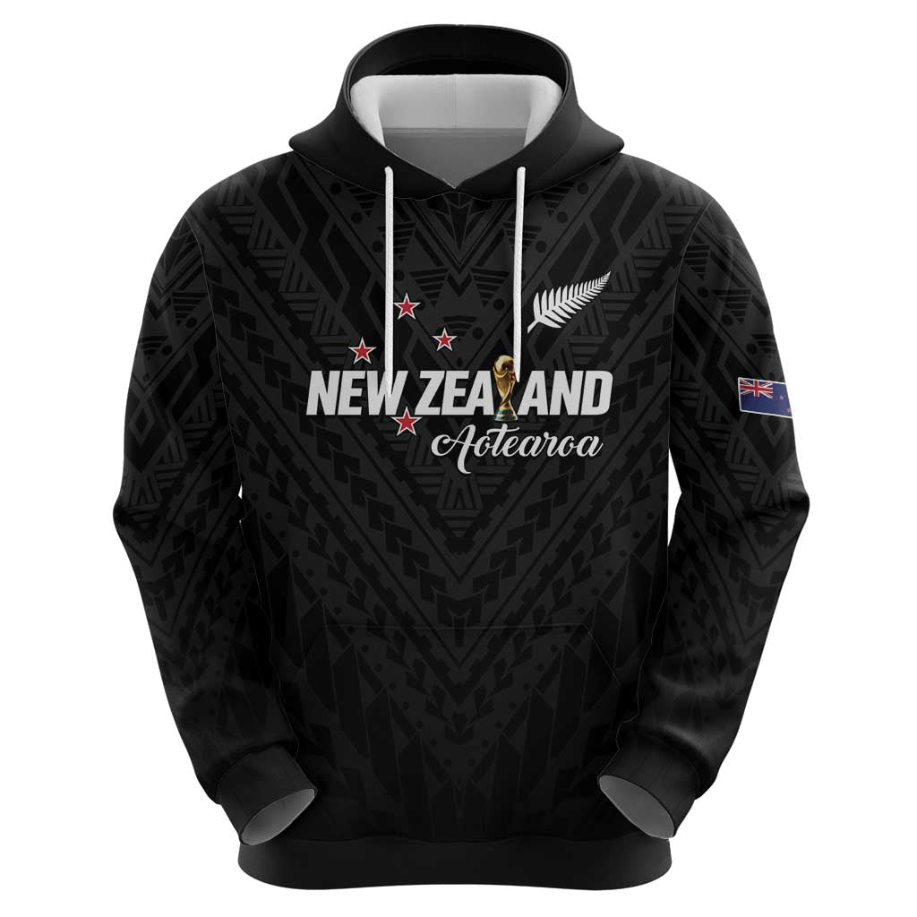 Custom Football New Zealand Zip Hoodie Aotearoa United Black Version - Polynesian Pride