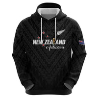 Custom Football New Zealand Zip Hoodie Aotearoa United Black Version - Polynesian Pride