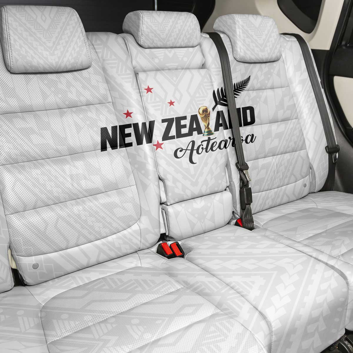 Football New Zealand Back Car Seat Cover Aotearoa United White Version LT01 - Polynesian Pride