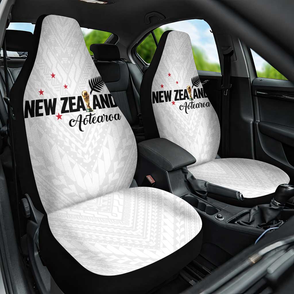Football New Zealand Car Seat Cover Aotearoa United White Version LT01 One Size White - Polynesian Pride