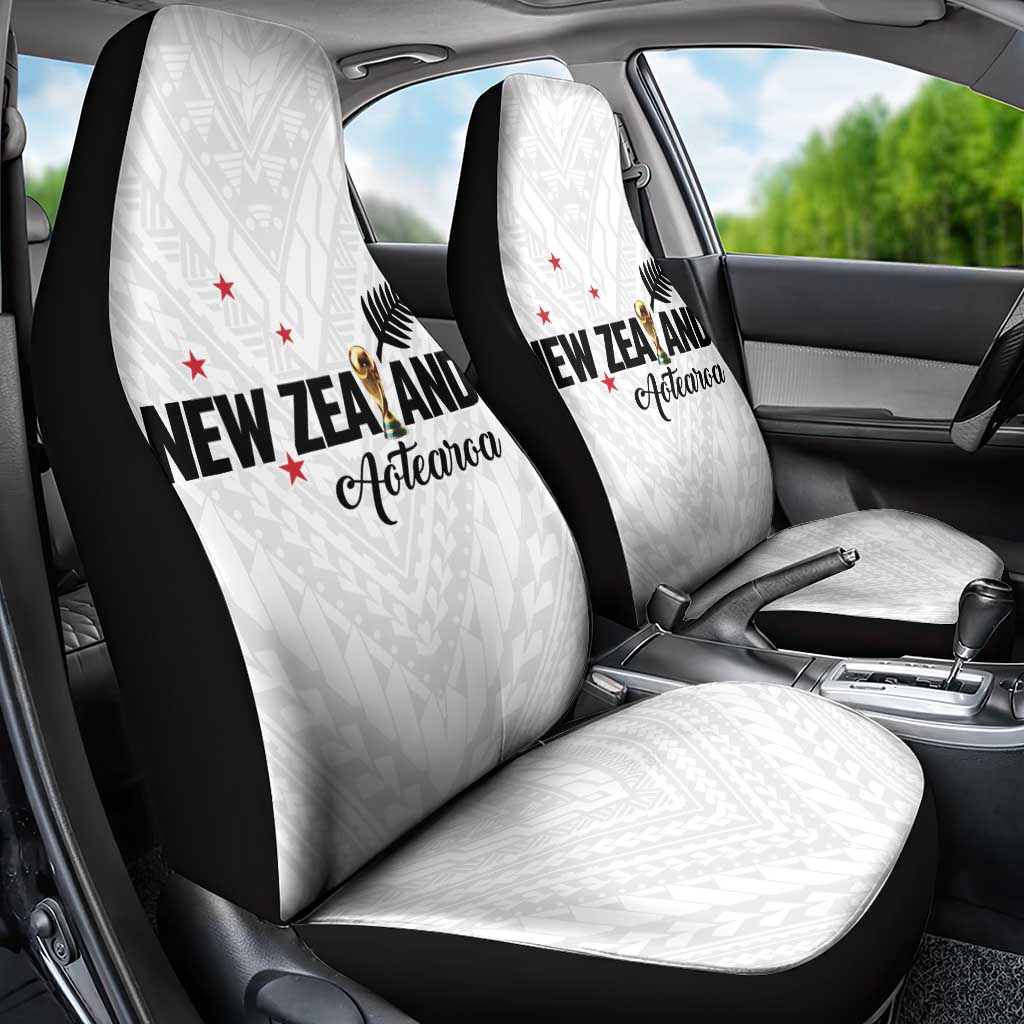 Football New Zealand Car Seat Cover Aotearoa United White Version LT01 - Polynesian Pride