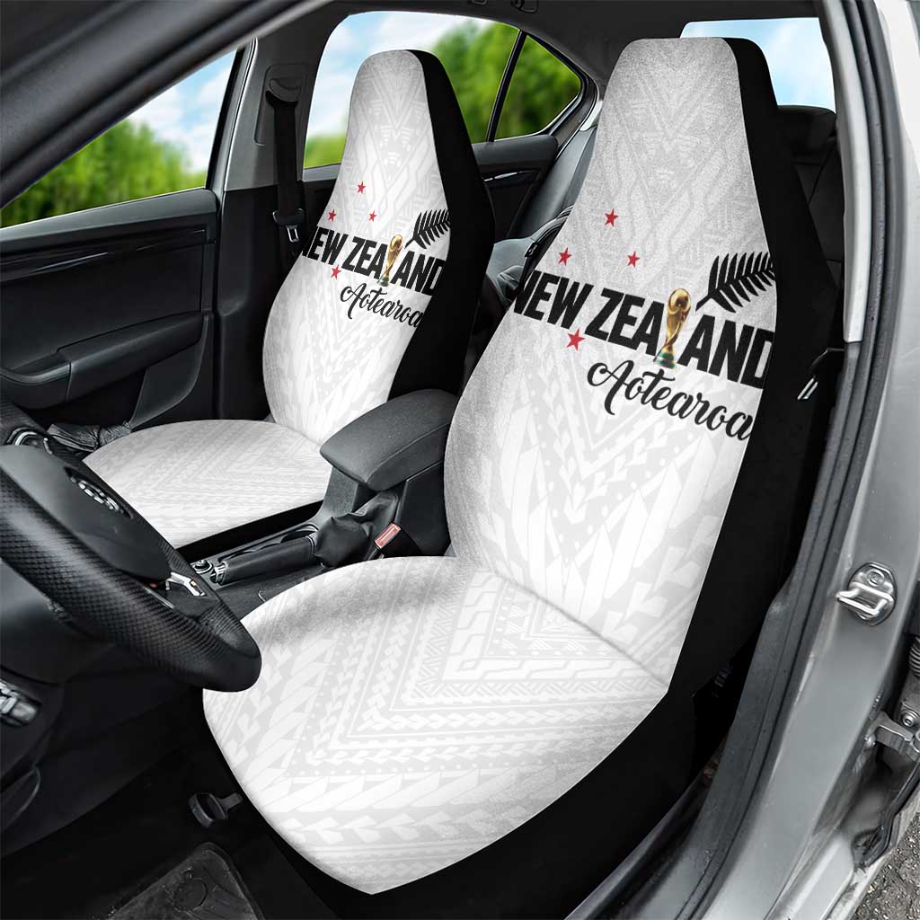 Football New Zealand Car Seat Cover Aotearoa United White Version LT01 - Polynesian Pride
