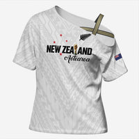 Custom Football New Zealand Cross Shoulder Shirt Aotearoa United White Version LT01 Female White - Polynesian Pride