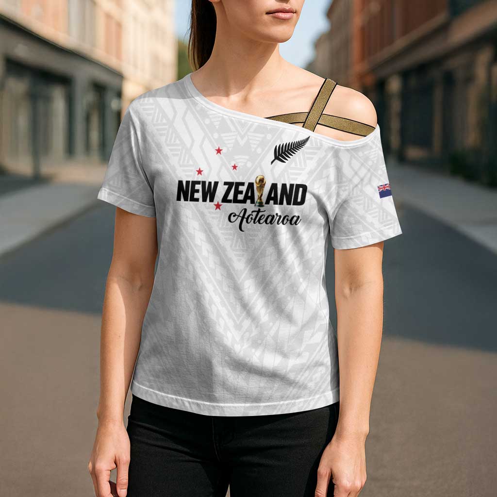 Custom Football New Zealand Cross Shoulder Shirt Aotearoa United White Version LT01 - Polynesian Pride