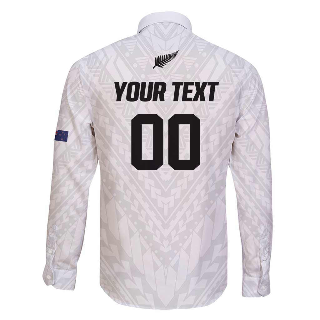 Custom Football New Zealand Family Matching Long Sleeve Bodycon Dress and Hawaiian Shirt Aotearoa United White Version - Polynesian Pride