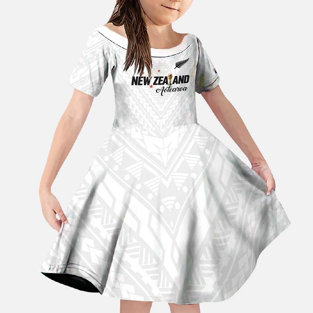 Custom Football New Zealand Family Matching Mermaid Dress and Hawaiian Shirt Aotearoa United White Version - Polynesian Pride