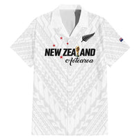 Custom Football New Zealand Family Matching Mermaid Dress and Hawaiian Shirt Aotearoa United White Version - Polynesian Pride