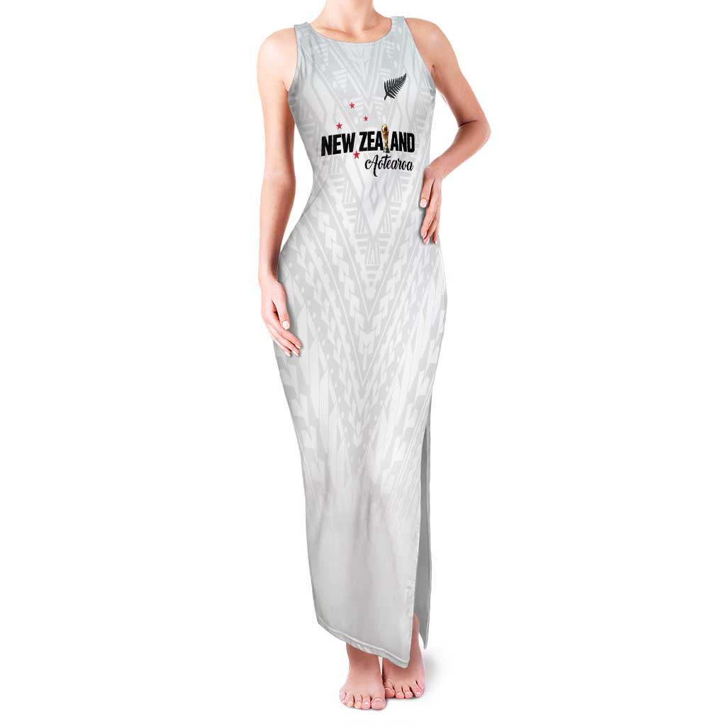 Custom Football New Zealand Family Matching Tank Maxi Dress and Hawaiian Shirt Aotearoa United White Version - Polynesian Pride