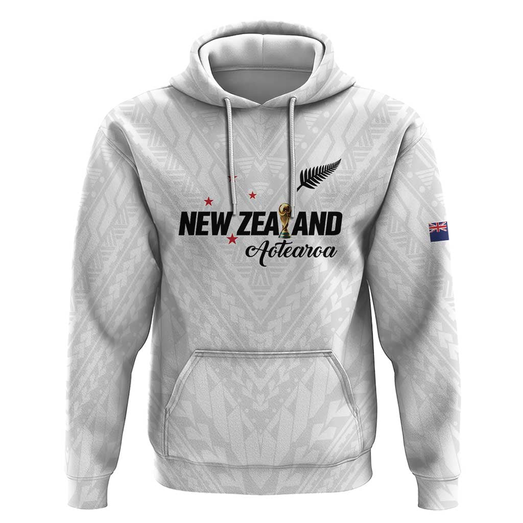 Custom Football New Zealand Hoodie Aotearoa United White Version LT01 Pullover Hoodie White - Polynesian Pride