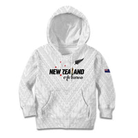 Custom Football New Zealand Kid Hoodie Aotearoa United White Version - Polynesian Pride