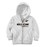 Custom Football New Zealand Kid Hoodie Aotearoa United White Version - Polynesian Pride